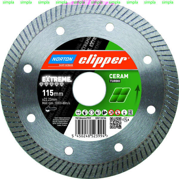 Диск алмазный NORTON CLIPPER EXTREME CERAM TURBO 230 х 22,23